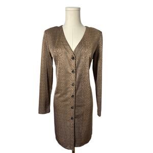 Vintage 90S Y2K Long Animal Print Cardigan Medium / Large
